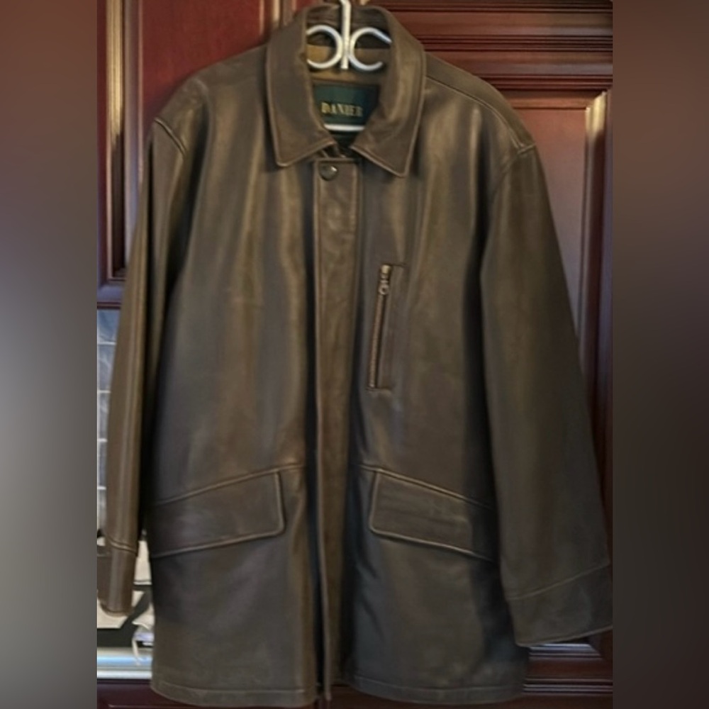 DANIER LEATHER men’s genuine brown leather jacket size large
